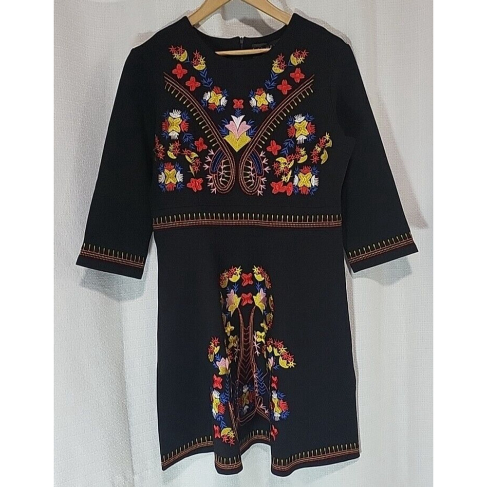 Lai Meng Five Cats Artsy Popover Embroidered Floral Fit Flare Womens Size L NWT - Picture 3 of 16